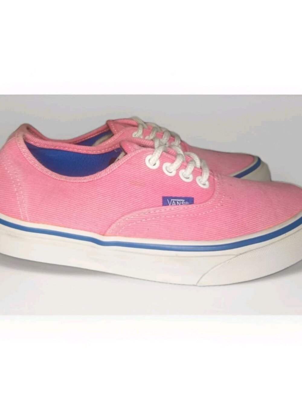 Vans Authentic Canvas Low Top Sneakers Womens 6 Mens 4.5 Pink Blue Unisex Skate